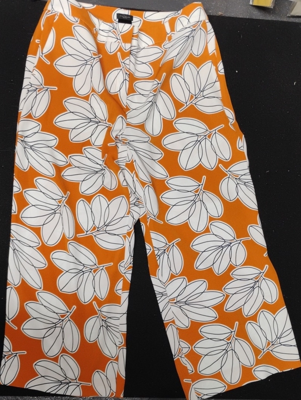 Ann Taylor Wide Leg Pants in Orange with White Floral Print